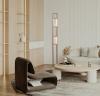 ZEIGEL LED Ant. Brass & Textured Ice Glass Diffuser Floor Lamp